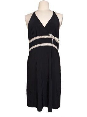 Vintage I.N. San Francisco Black Halter Midi Feminine Dress Size 13 Y2K